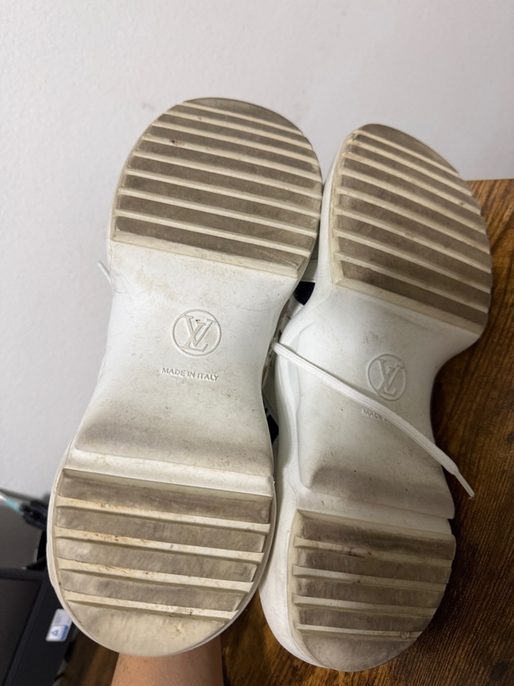 Louis Vuitton White and Navy Sneakers - Picture 7 of 7